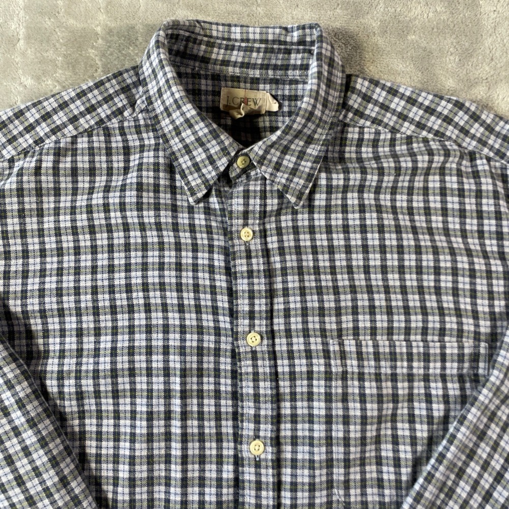 J Crew Shirt Mens Large Plaid Casual Preppy Office Oarsmen‎ Cotton Long Sleeve - Picture 3 of 10